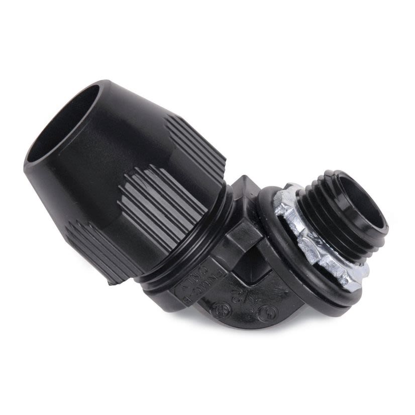 Carlon LT950G Conduit Connector, 1/2 in Trade, 90 deg, Nylon